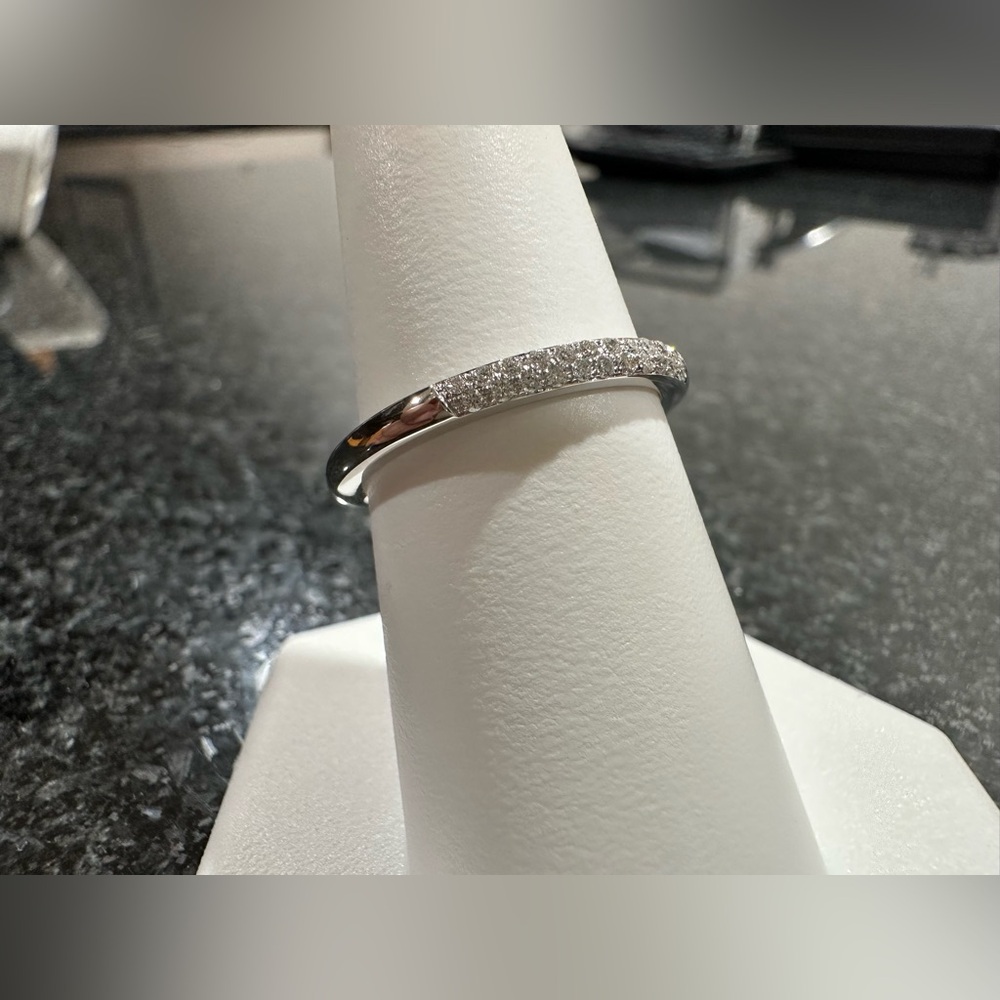 14K White Gold Lab Grown Diamond Pave Band. - Picture 3 of 5